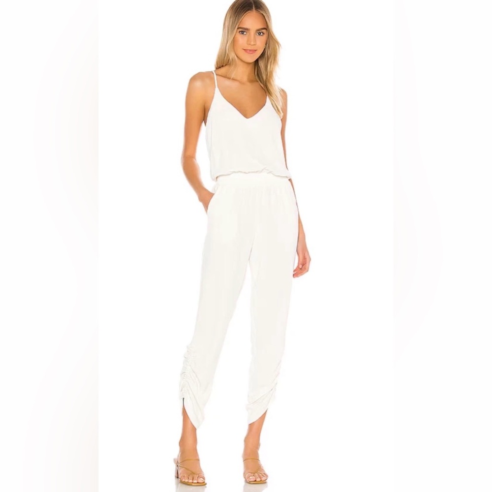 Amanda Uprichard Size Small Lowell White V Neck Jumpsuit